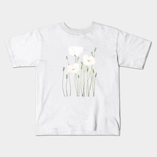 white poppy watercolor Kids T-Shirt